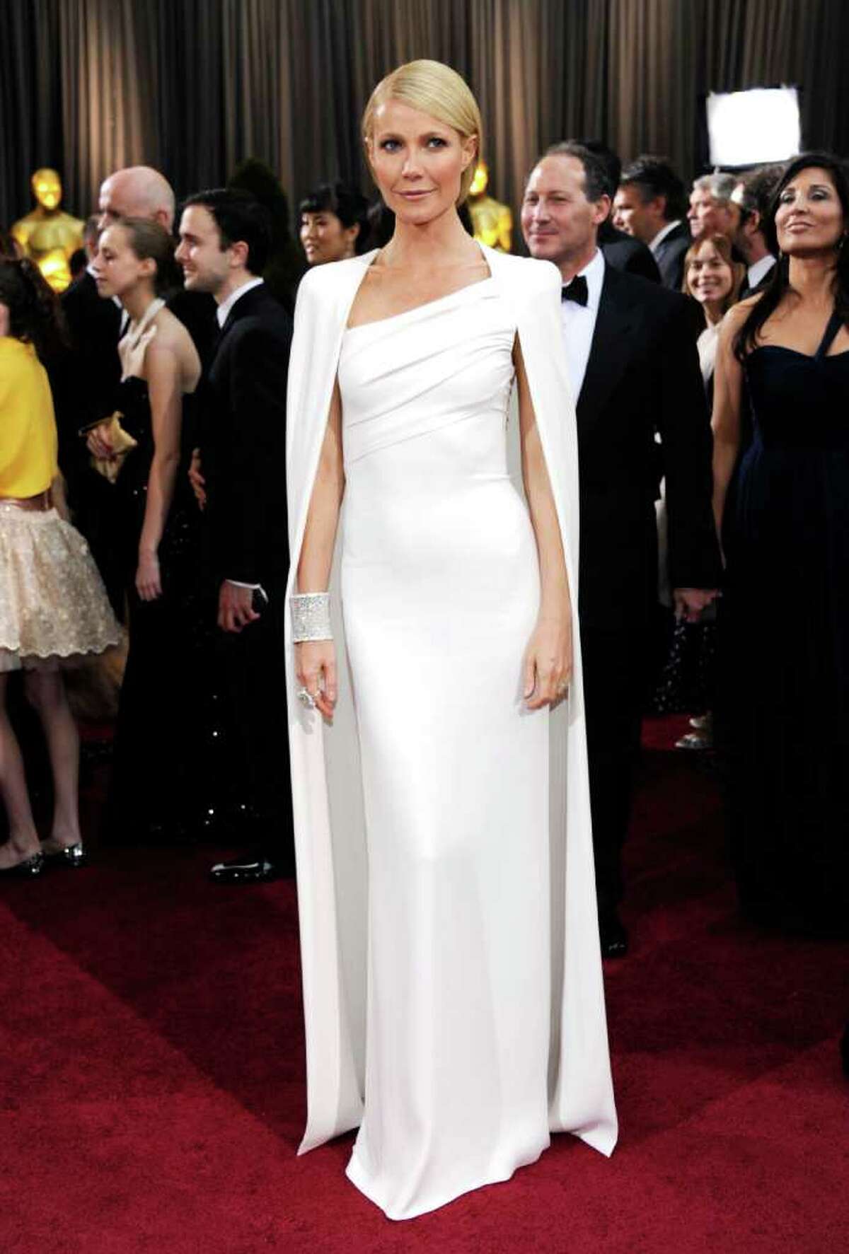 gwyneth paltrow white cape dress