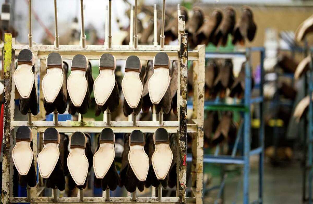 Boots in production at Lucchese factory in El Paso.