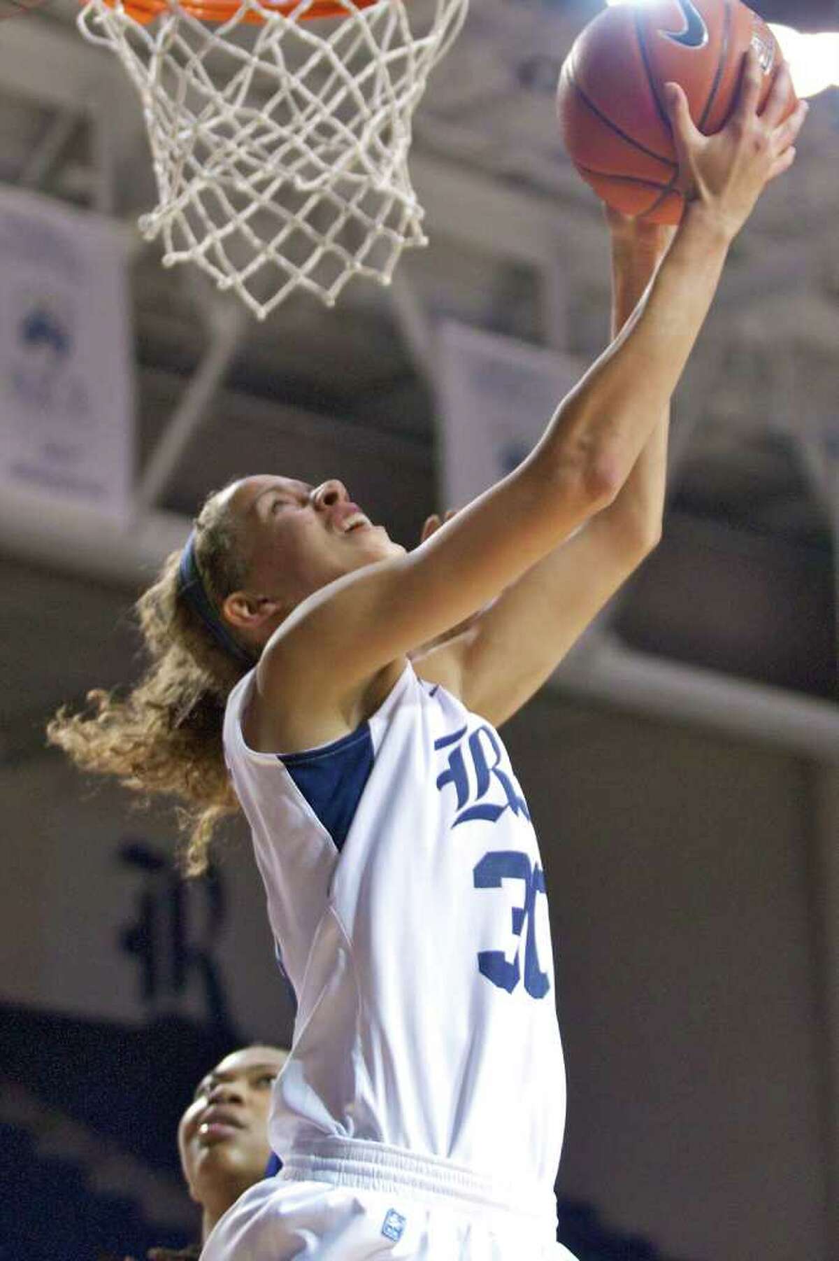 Rice's Jessica Kuster goes up for a layup in the Owls' 65-60 loss to Memphis on Thursday. Kuster led the Owls with 19 points.