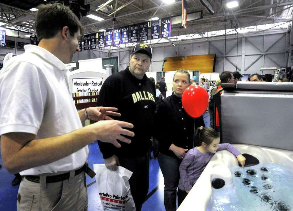 Hot Tub Bargains shows off new products at the Western New England Home Show in Danbury Saturday, March 3, 2012. Similar vendors will be at the Connecticut Home & Remodeling Show in March 2023.