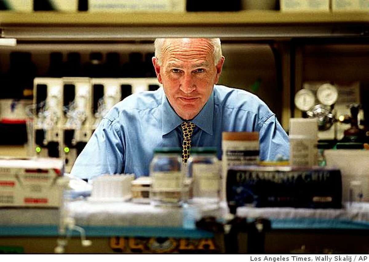 Dr. Don Catlin stands in the Olympic testing lab in Westwood section of Los Angeles in this July, 2000 file photo. Catlin is an anti-doping leader on the scene at the Beijing Olympics.