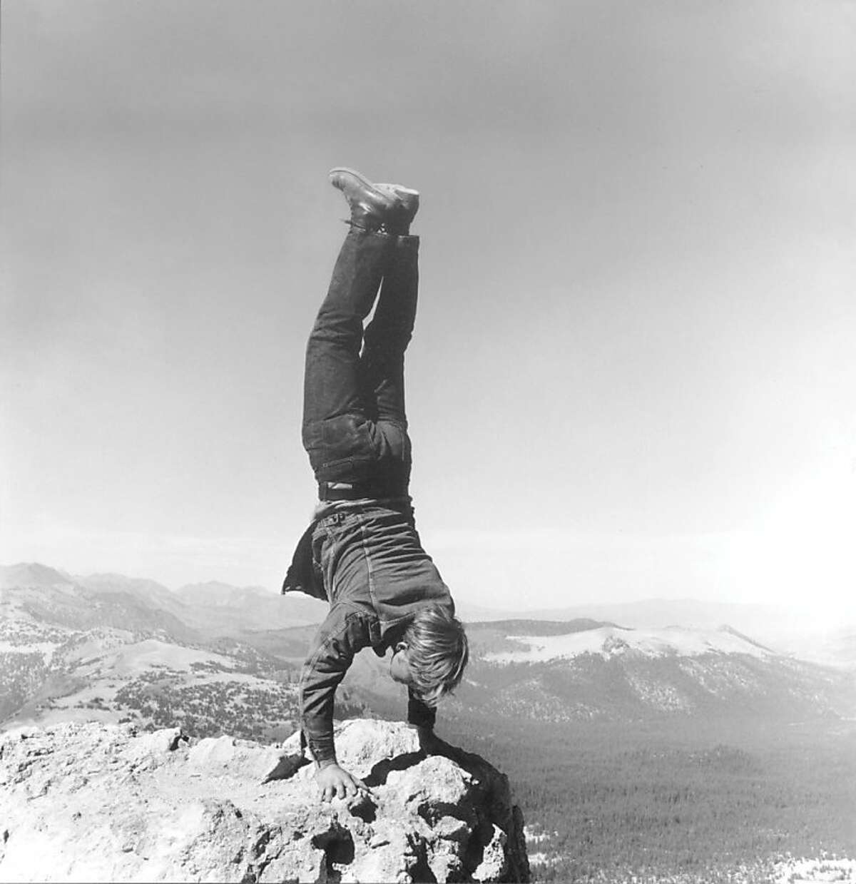 "8 Natural Handstands" (1969/2009) by Robert Kinmont (1 of 9 black and white gelatin silver prints: performance photographs)