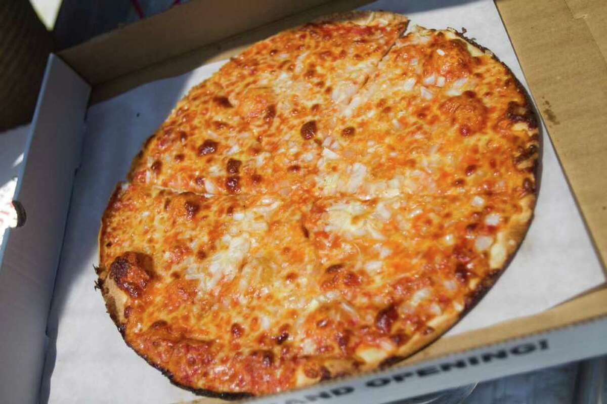 A pizza from Rico's Pizza on Selleck St. in Stamford.