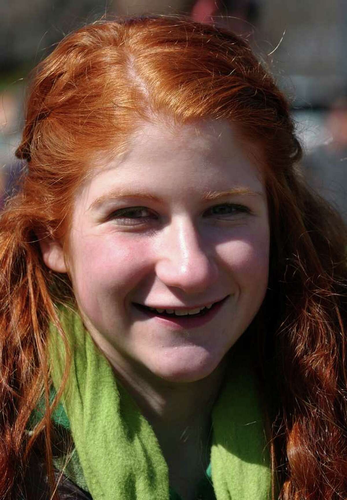 Casey Wilcox, of Milford, attends the St. Patrick's Day Parade in downtown Milford, Conn. on Saturday March 10, 2012.