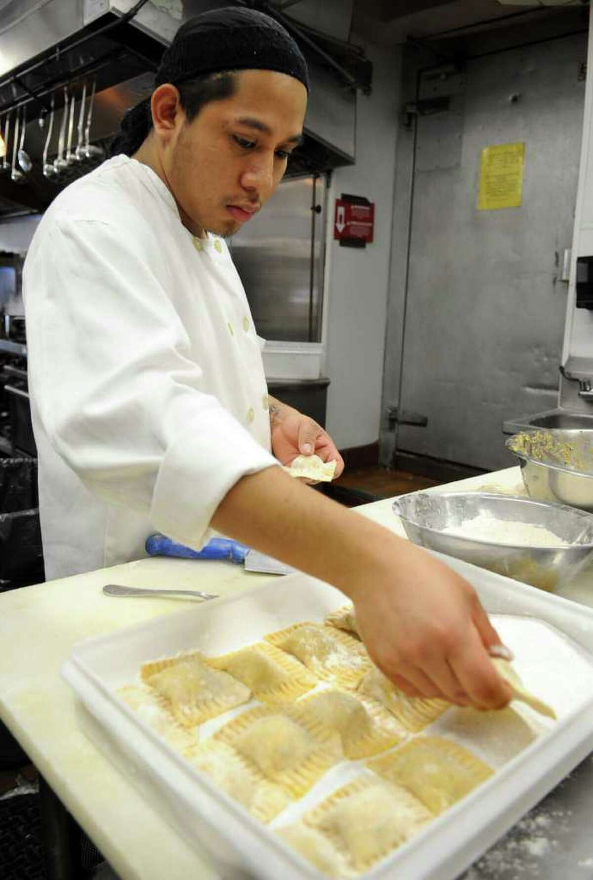 Salvatore Rivera makes bolognese ravioli at Madonia restaurant on Long Ridge Road in Stamford on Tuesday, March 13, 2012.