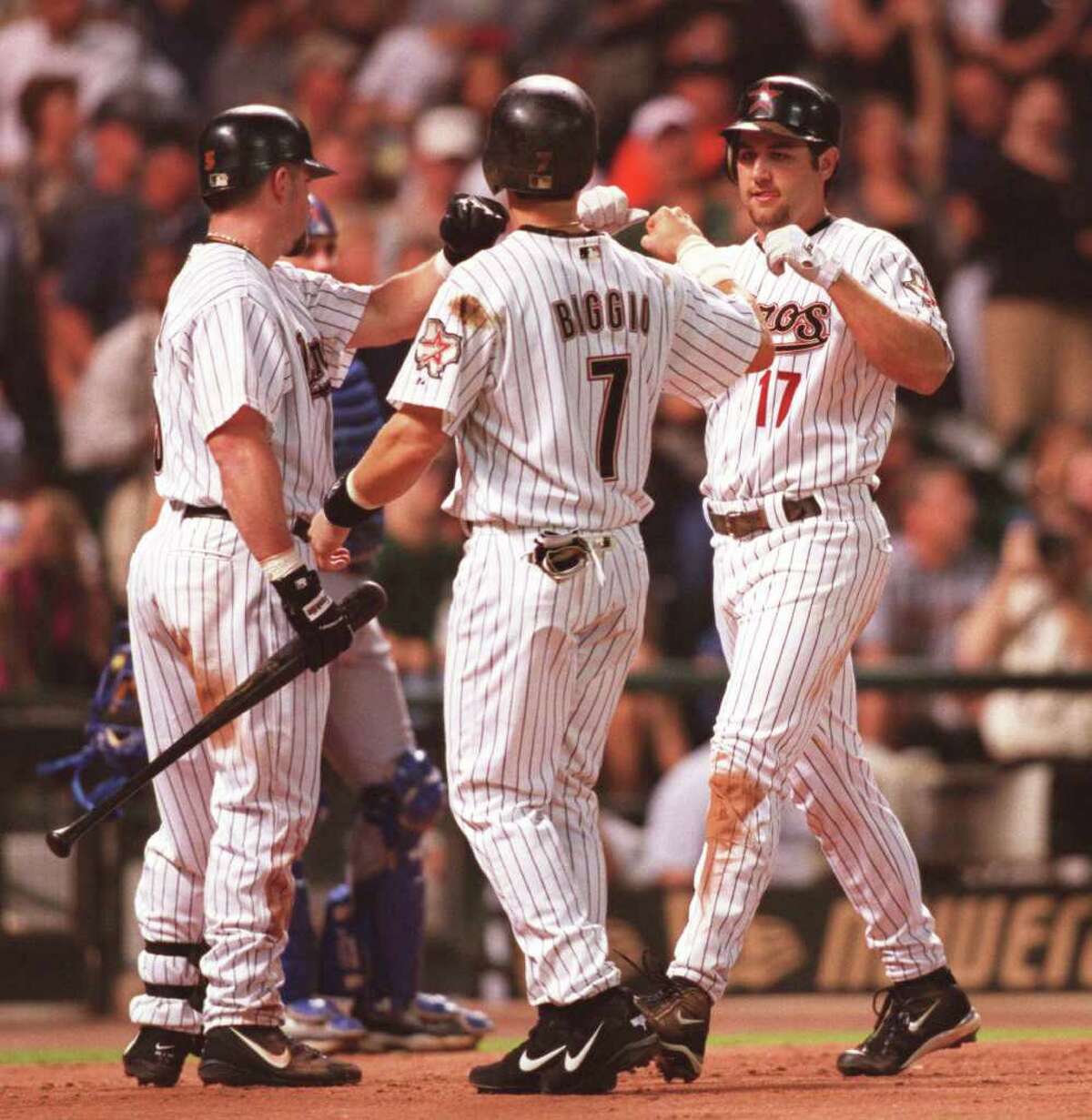 Here's Jeff Bagwell in 2000 with the sweet red Astros BP jersey