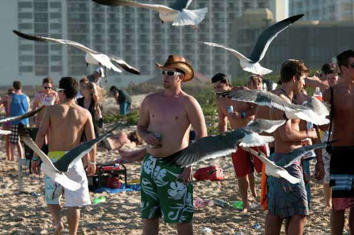 College students on spring break enjoy the warm weather in South Padre Island on March 6, 2012.