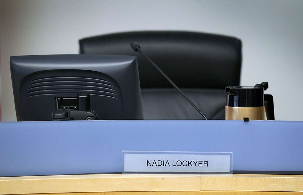 Alameda County Supervisor Nadia Lockyer seat reamins empty during the boards scheduled meeting in Oakland Tuesday March 13, 2012.