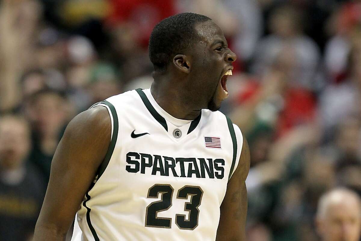 INDIANAPOLIS, IN - MARCH 11: Draymond Green #23 of the Michigan State Spartans reacts againsst the Ohio State Buckeyes during the Final Game of the 2012 Big Ten Men's Conference Basketball Tournament at Bankers Life Fieldhouse on March 11, 2012 in Indianapolis, Indiana. (Photo by Andy Lyons/Getty Images)