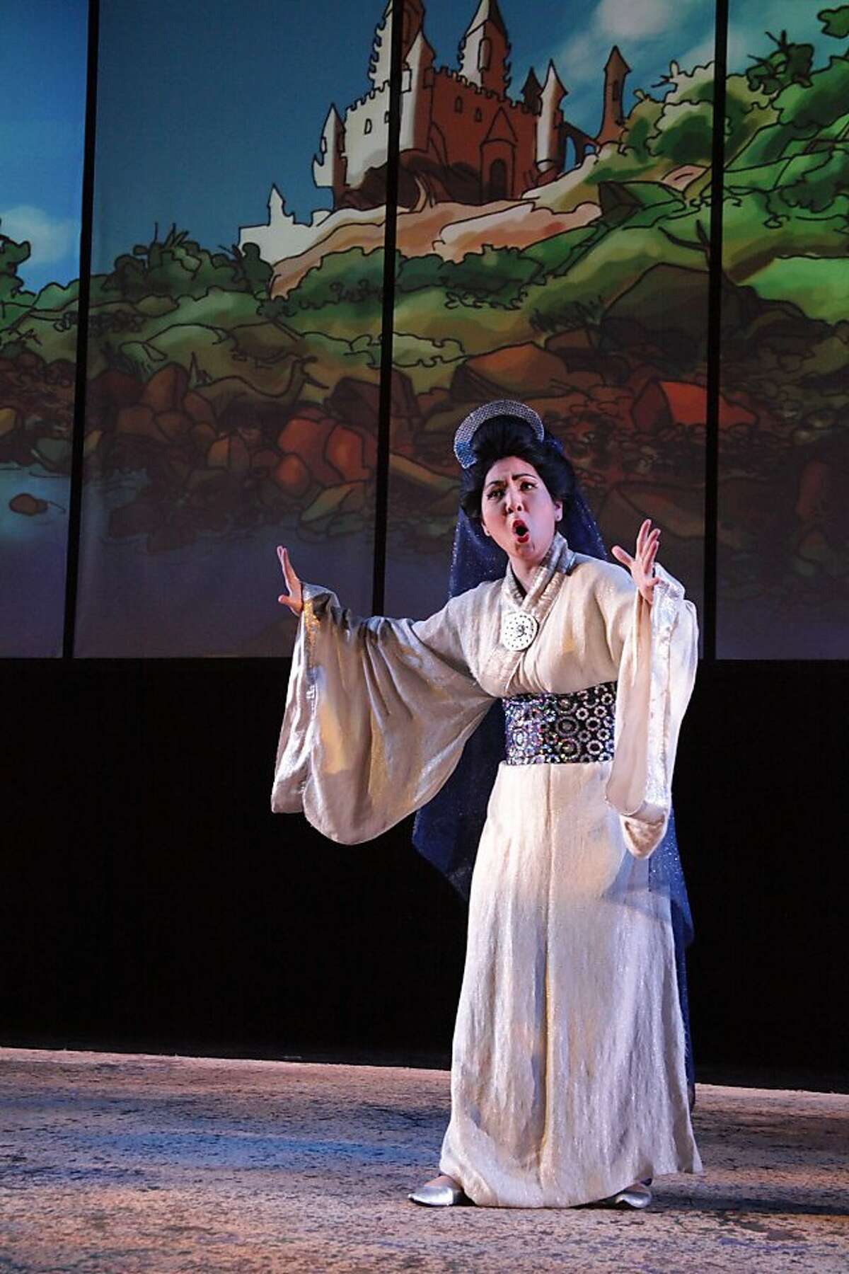 Elyse Nakajima as Queen Starfire (The Queen of the Night) in "The Manga Flute" at West Edge Opera