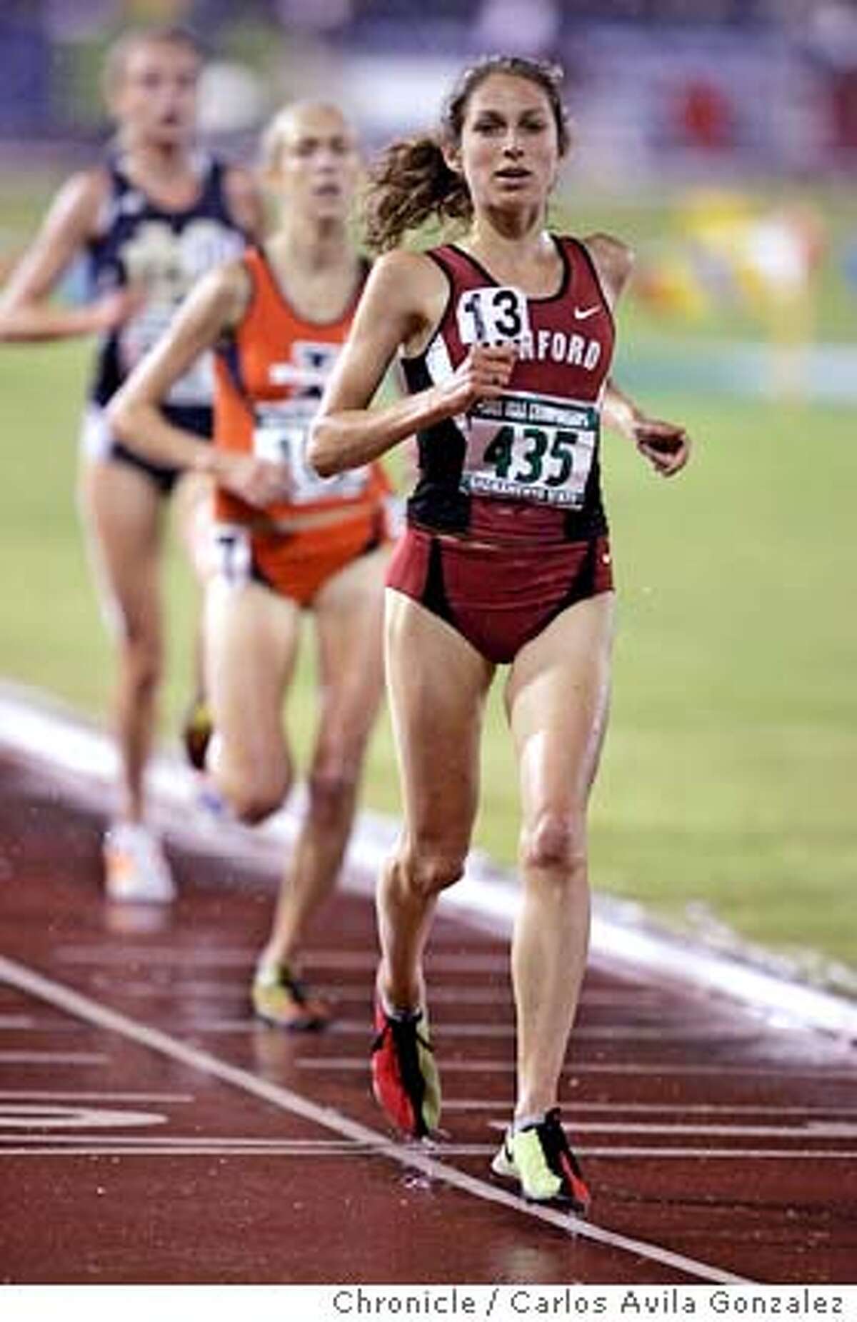 Stanford University's Sarah Bei, finishes first in the womens' 5000 meters first round during the NCAA Track and Field Finals in Sacramento, Ca., on Wednesday, June 8, 2005. Photo by Carlos Avila Gonzalez / The San Francisco Chronicle Photo taken on 6/8/05, in Sacramento,CA.