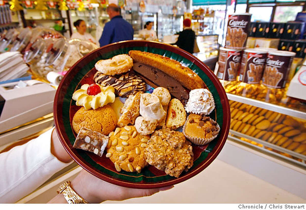 .jpg A holiday cookie collection at Dianda's Italian-American Pastry Company, 2883 Mission Street, SF. For Bonnie Wach's 12/24 Today's Special column. Chris Stewart / The Chronicle Ran on: 12-24-2006 Diandas Italian-American Pastry Co. on Mission Street in San Francisco offers more than 35 kinds of cookies.