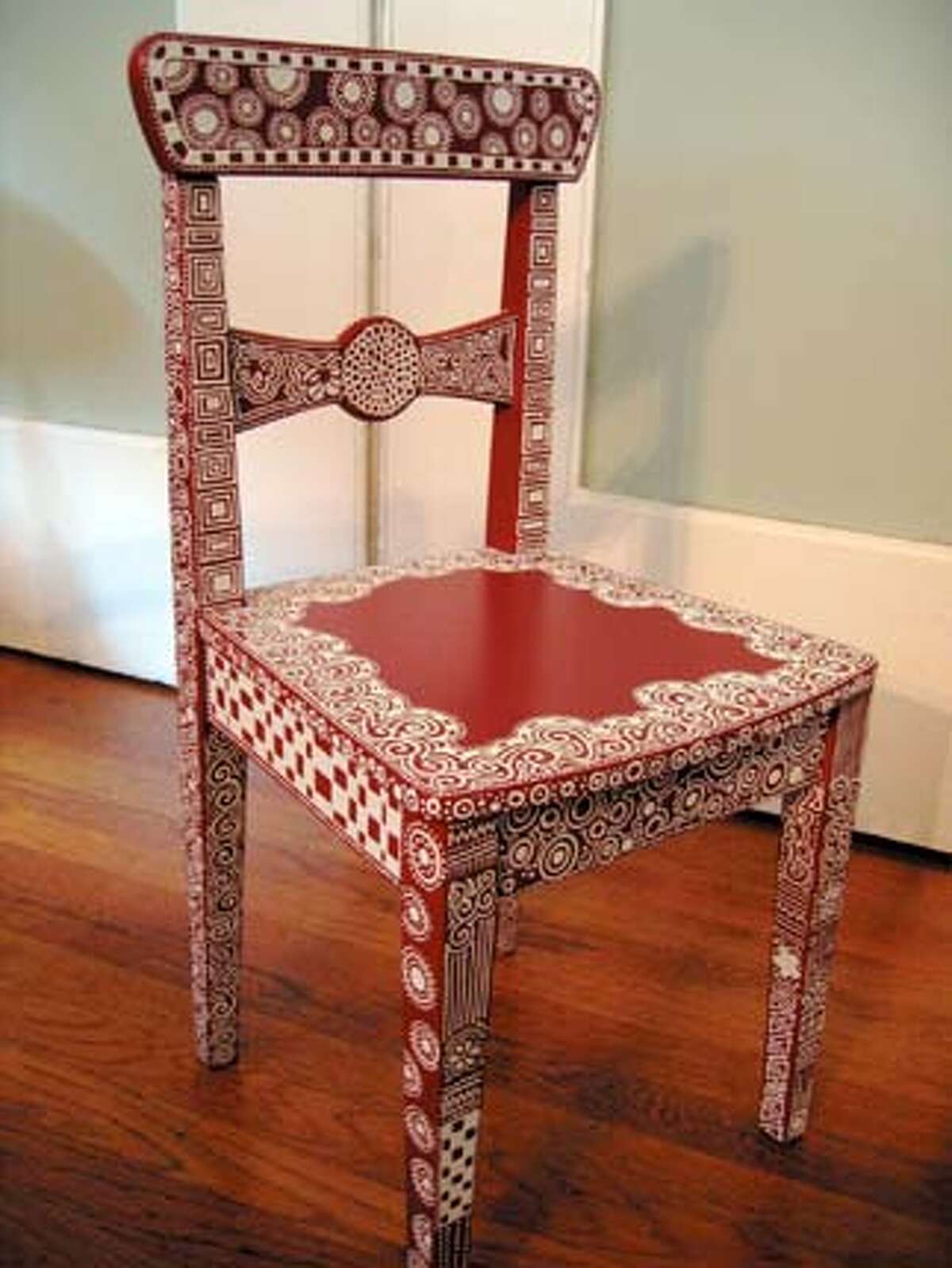 Hand-painted chair by Carmela Chase.