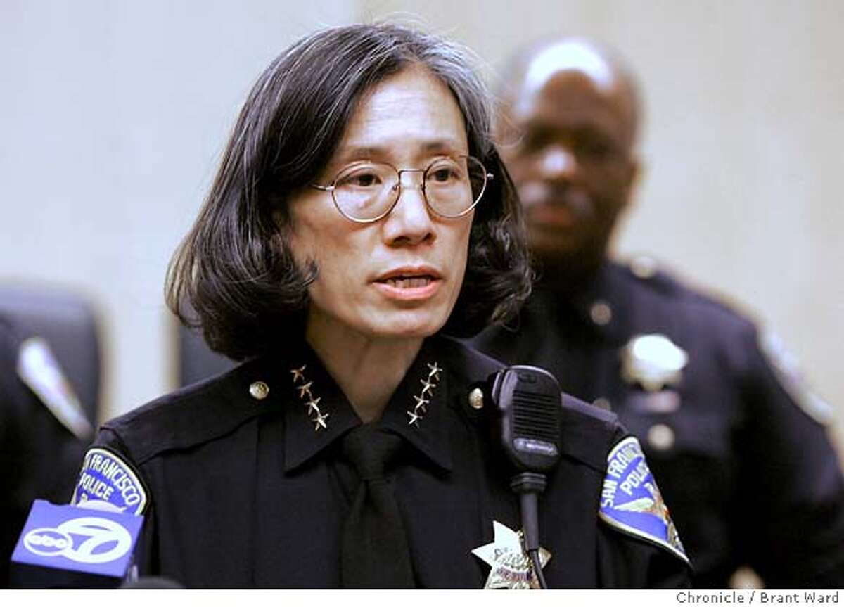 SFPD001_ward.jpg San Francisco Police Chief Heather Fong held a press conference at the Hall of Justice to comment about the Chronicle's "use of force" series Monday. Brant Ward2/6/06 Ran on: 03-29-2006 Heather FongRan on: 03-29-2006 Heather FongRan on: 03-29-2006 Heather FongRan on: 03-29-2006 Ran on: 03-29-2006 Heather FongRan on: 03-29-2006 Heather FongRan on: 03-29-2006 Heather FongRan on: 04-05-2006 Mayor Gavin Newsom said The Chronicle series on the use of force persuaded him to look beyond the police video incident.Ran on: 04-05-2006 Mayor Gavin Newsom said The Chronicles series on the use of force persuaded him to look beyond the police video incident. Ran on: 09-01-2006 Heather Fong, San Francisco police chief, says the strong partnership with the community must continue.