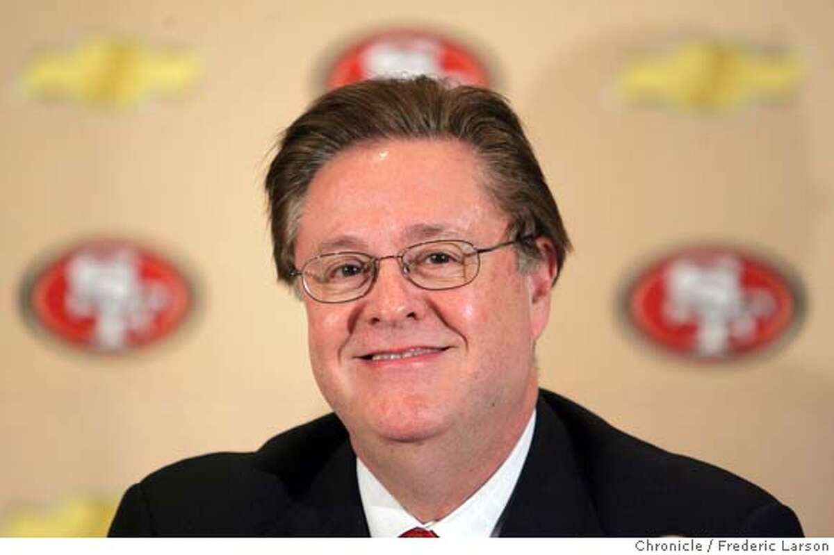 Owner of the 49ers John York stated at a press conference in Santa Clara that The San Francisco 49ers will abandon their namesake city and look to build a stadium in Santa Clara, after concluding that their plan to build a stadium and retail-housing complex at Candlestick Point will not work. The 49ers said Candlestick Point, where the team has played since 1971, cannot support a "new state-of-the-art NFL stadium and adjacent major mixed-use project." The decision to look at Santa Clara -- the team's headquarters and the site of their training facility -- came after "careful deliberation" and a year of study, the team said. "The team came to the conclusion that the (San Francisco) project would not have offered the optimal game day experience it is seeking to create for fans, and has therefore decided not to move forward with the public approval process at Candlestick Point," the 49ers said in a statement. 11/9/06 {Photographed by Frederic Larson} MANDATORY CREDIT FOR PHOTOGRAPHER AND SAN FRANCISCO CHRONICLE/ -MAGS OUT