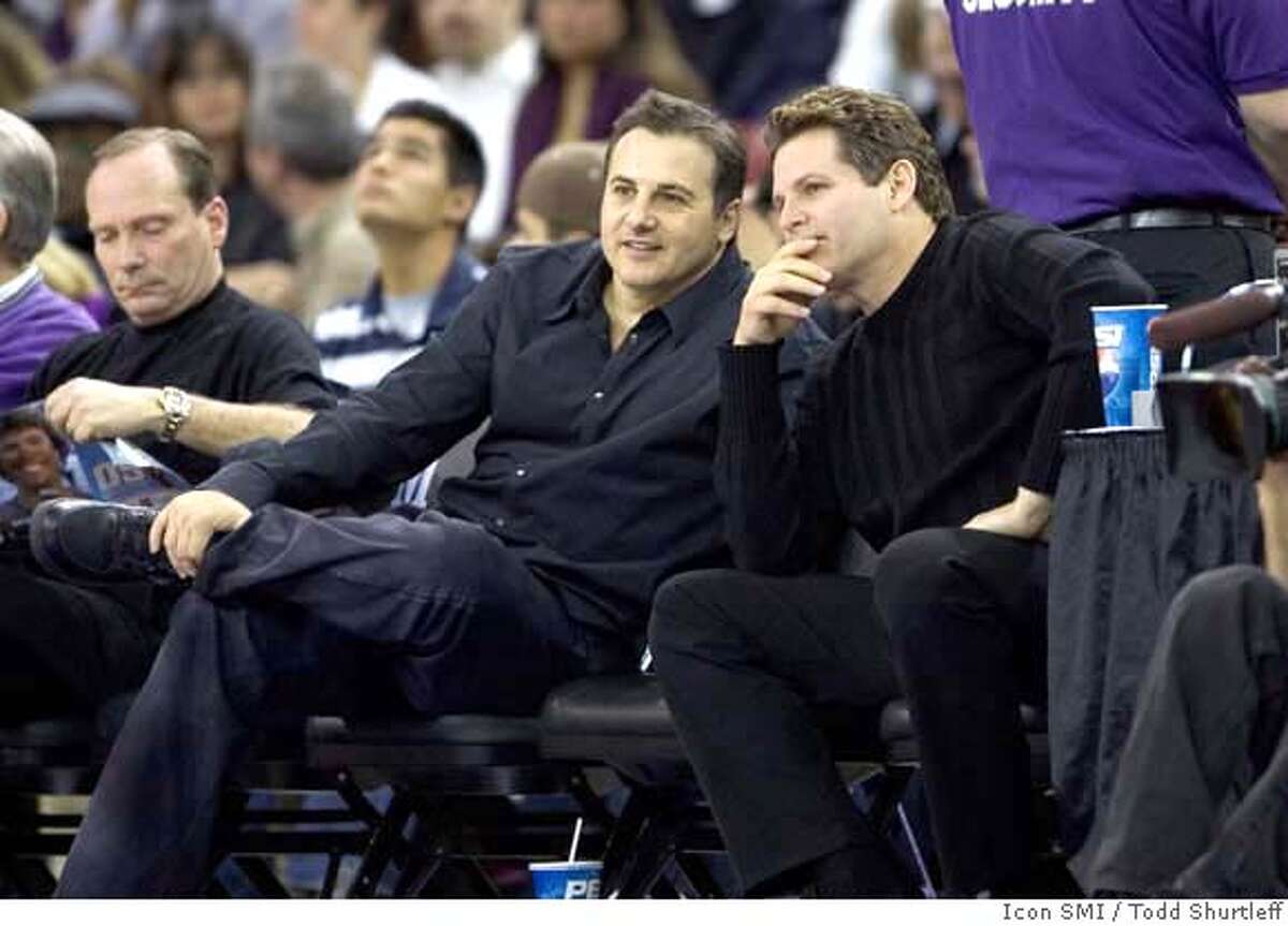 15 January 2005: Sacramento Kings owners Gavin (left) and Joe Maloof (right) look on from their court-side seats during a timeout in the Kings' 99-95 victory over the Los Angeles Clippers at Arco Arena in Sacramento, Ca. Mandatory Credit: Todd Shurtleff/Icon SMI Mandatory Credit: Todd Shurtleff/Icon SMI