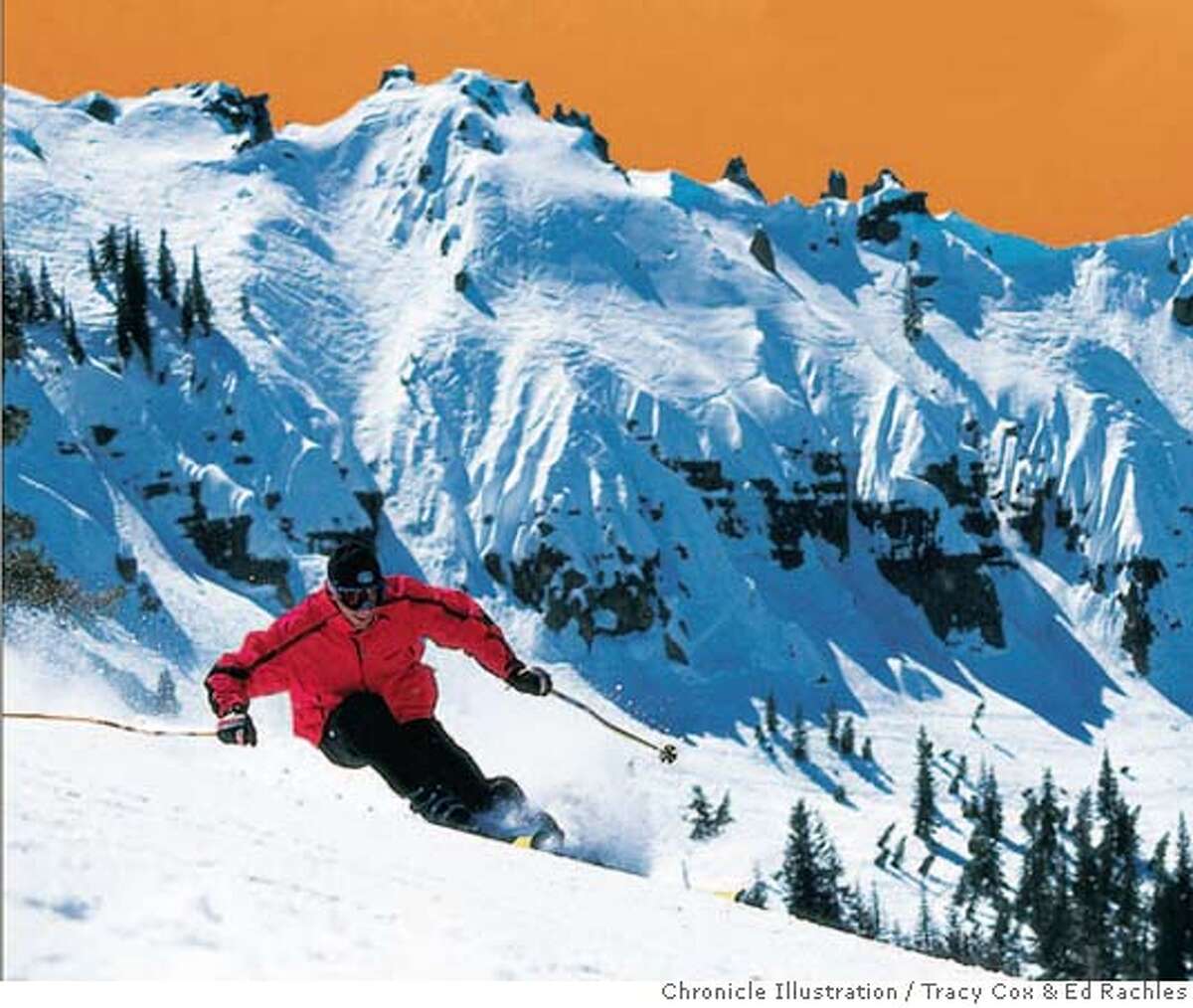Ski resorts fight global warming. Chronicle photo illustration by Tracy Cox and Ed Rachles