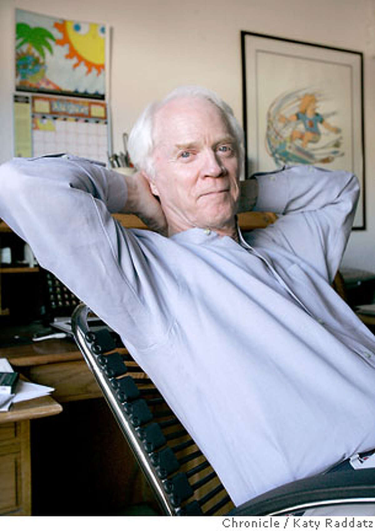 SHOWN: Rusty Schweickart, the Chairman of the B612 Foundation. The B612 Foundation is trying to build an asteroid defense system. We photograph Rusty Schweickart in his home office in Tiburon, CA. These photos were shot in Tiburon, CA. on Wednesday, Aug. 30, 2006. (Katy Raddatz/The S.F.Chronicle) **Rusty Schweickart