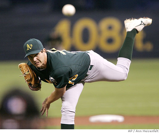 Minnesota Twins starting pitcher Brad Radke delivers a pitch in the first  inning of Game 3 in the American League Divisional Series baseball game  against the Oakland Athletics, Friday, Oct. 6, 2006