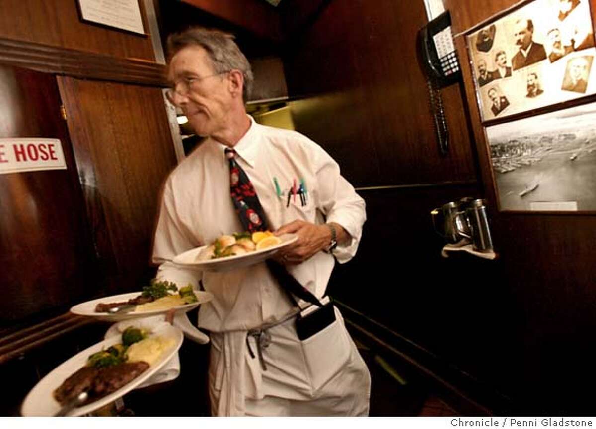 RETAILIMPACT24 John Gregoire, a waiter at John's Grill, races out the kitchen with lunch for several patrons. John's Grill is one of the several Union Sq businesses that hope to benefit from the expansion of the Westfield SF Centre. Penni Gladstone / The Chronicle Event on 9/21/06 in San Francisco. Penni Gladstone / The Chronicle MANDATORY CREDIT FOR PHOTOG AND SF CHRONICLE/ -MAGS OUT