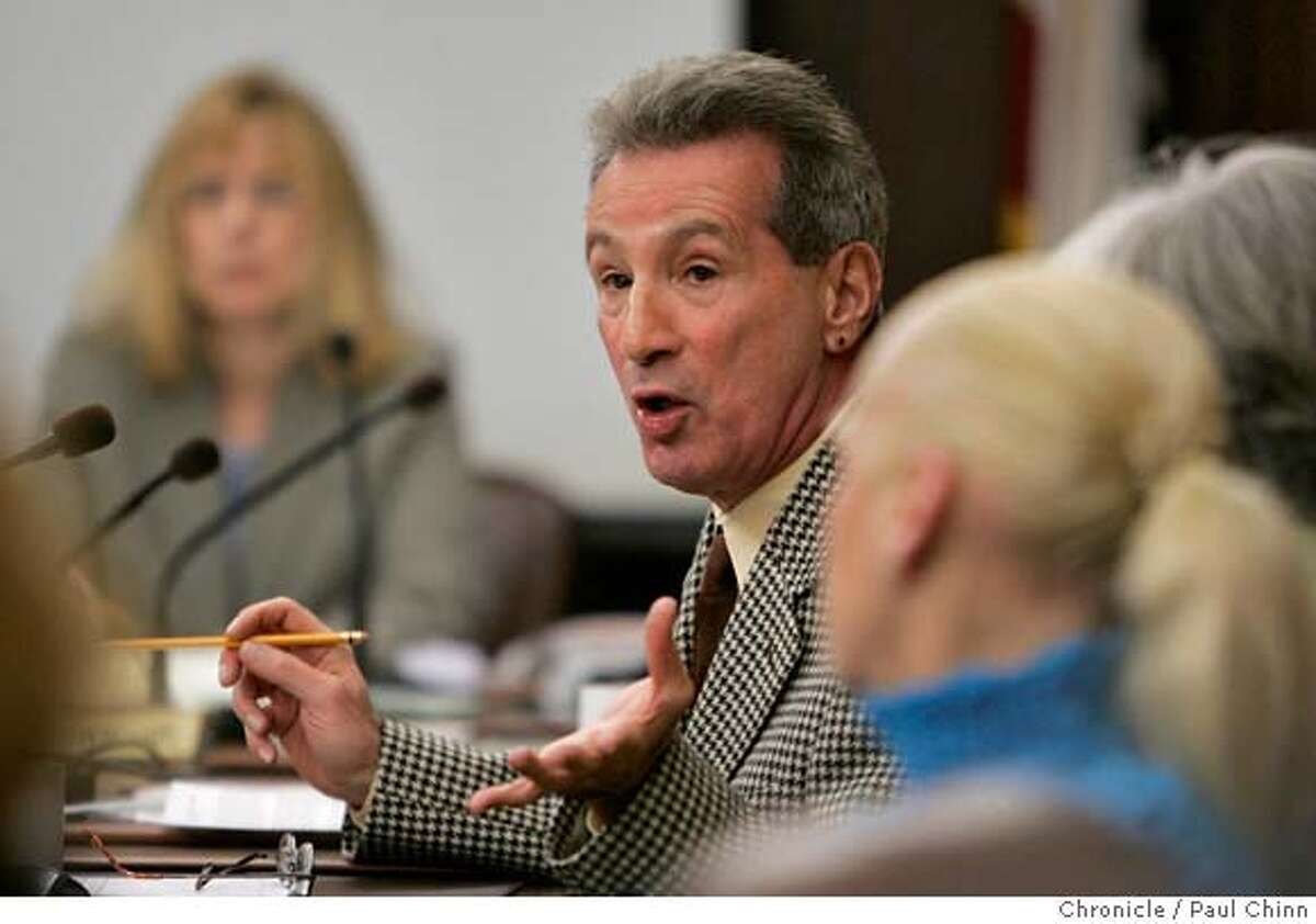 ryan25_084_pc.jpg Tom Ammiano addresses fellow bridge directors during the hearing. Golden Gate Bridge directors hear public testimony from victims' families as they consider installing a suicide barrier on the bridge on 2/24/05 in San Francisco, CA. PAUL CHINN/The Chronicle MANDATORY CREDIT FOR PHOTOG AND S.F. CHRONICLE/ - MAGS OUT