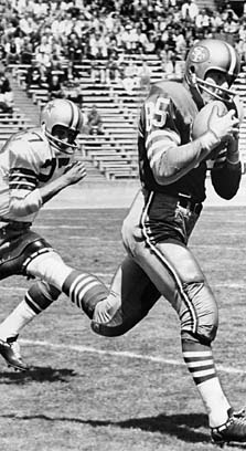 San Francisco 49ers right end Monty Stickles (85) gets up in the