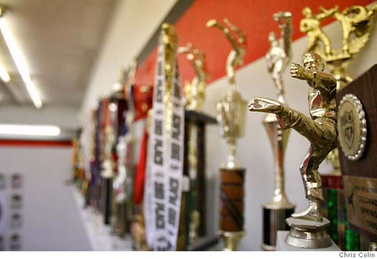 Schreiber's awards line the walls of his Martinez dojahng. Photo by Chris Colin.