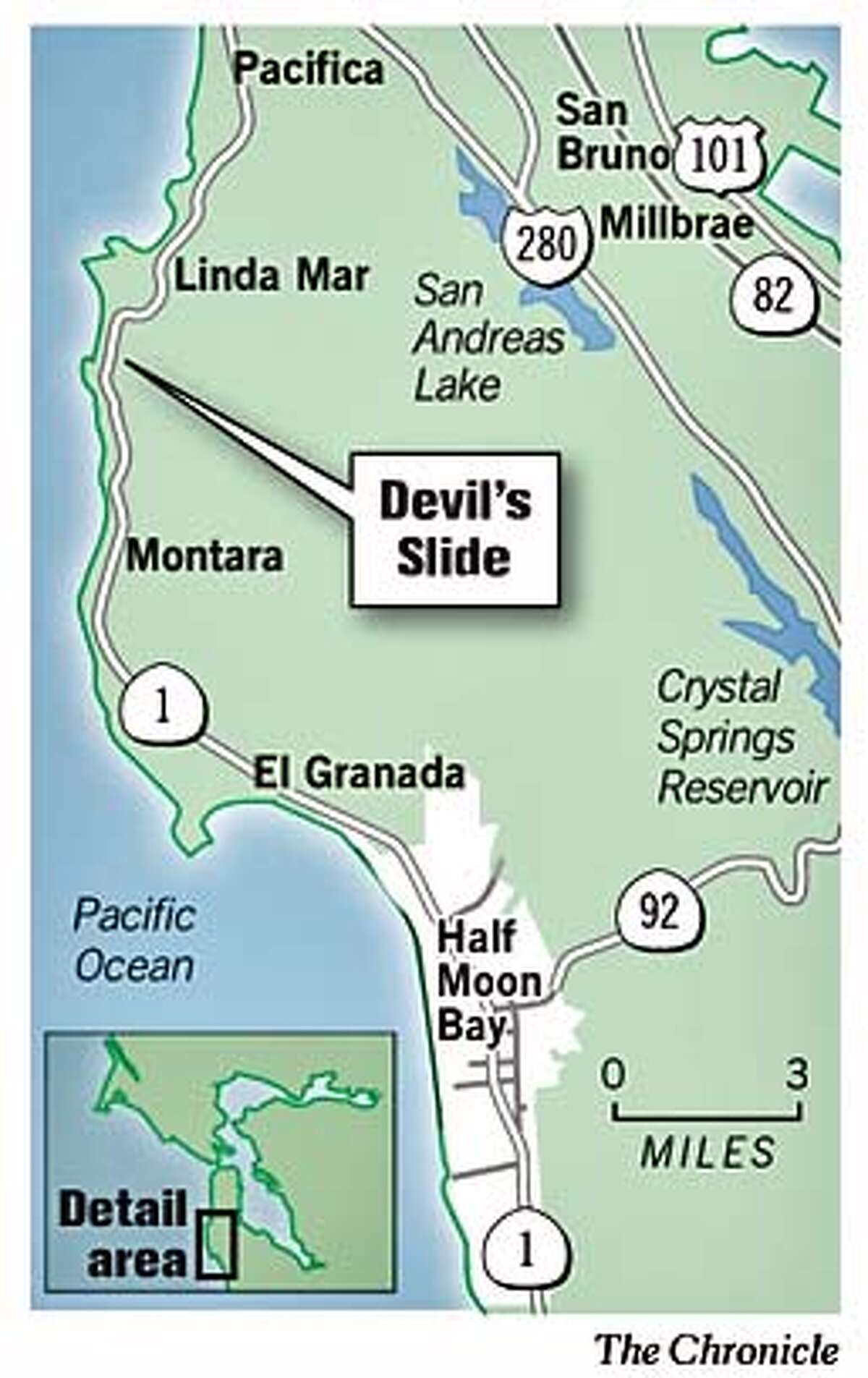 SAN MATEO COAST / Devil's Slide won't reopen until fall, Caltrans predicts / Hwy. 92 commute to