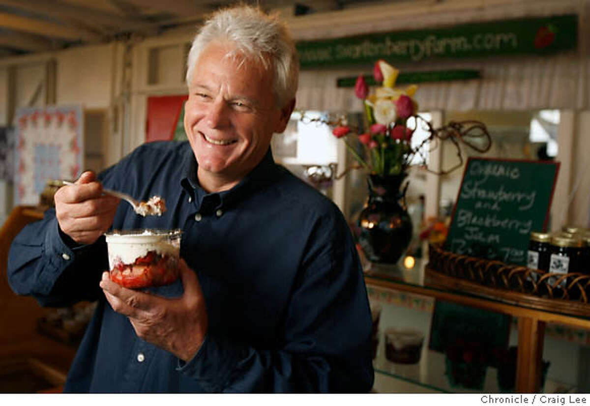 ORGANIC03_575_cl.JPG Story on organic farms. This is Swanton Berry Farm owned by Jim Cochran. Photo of Jim Cochran having some of his popular selling strawberry shortcake. Craig Lee / The Chronicle MANDATORY CREDIT FOR PHOTOG AND SF CHRONICLE/ -MAGS OUT