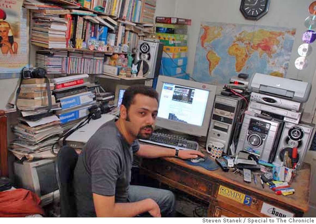 Wael Abbas, one of Egypt�s most popular and active bloggers, has posted several videos of police torture. He works out of his bedroom in his family�s flat in Cairo. Steven Stanek / Special to The Chronicle MANDATORY CREDIT FOR PHOTOG AND SAN FRANCISCO CHRONICLE/NO SALES-MAGS OUT