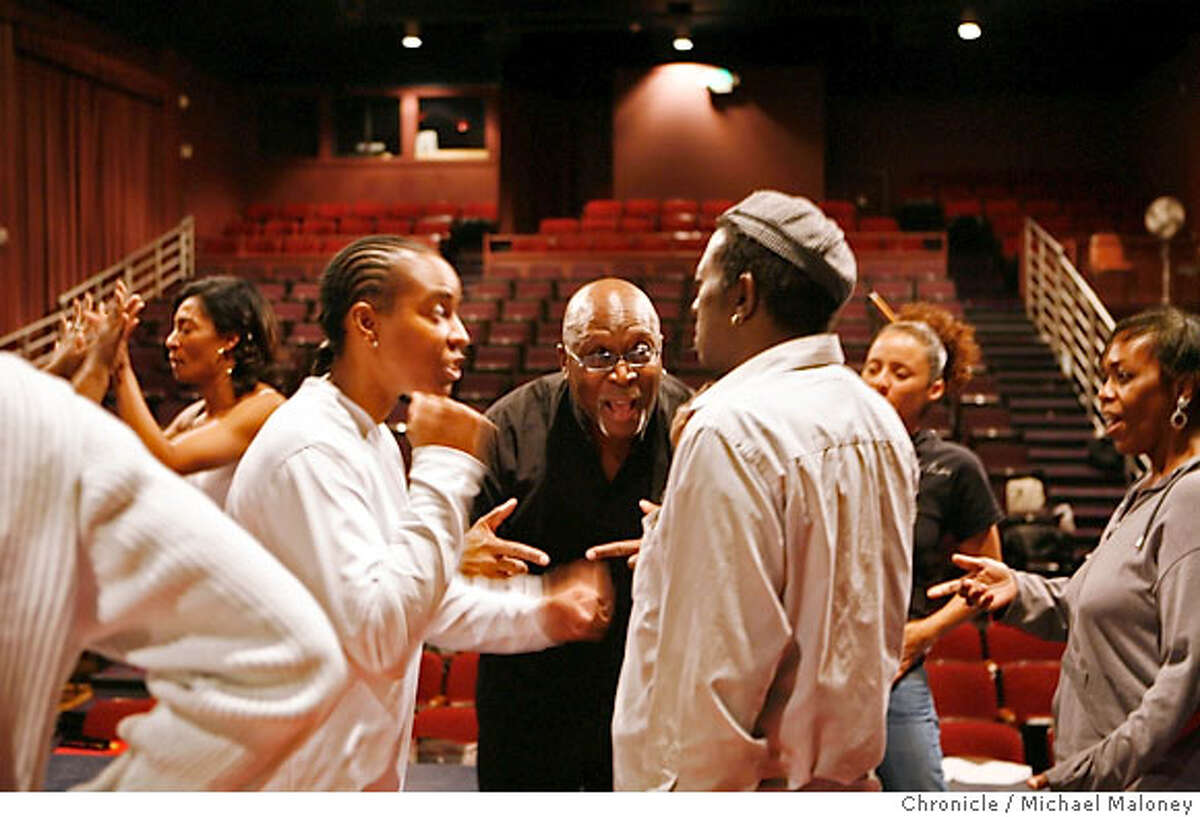 Director Walter Dallas (center) works with the cast during rehearsal. The season opener at Lorraine Hansberry Theatre in San Francisco is Toni Morrison's "The Bluest Eye" - adapted for stage. The company under direction of Walter Dallas was in the early stages of rehearsal. Photo taken on 9/18/07 near San Francisco, CA. Photo by Michael Maloney / San Francisco Chronicle ***Walter Dallas MANDATORY CREDIT FOR PHOTOG AND SF CHRONICLE/NO SALES-MAGS OUT