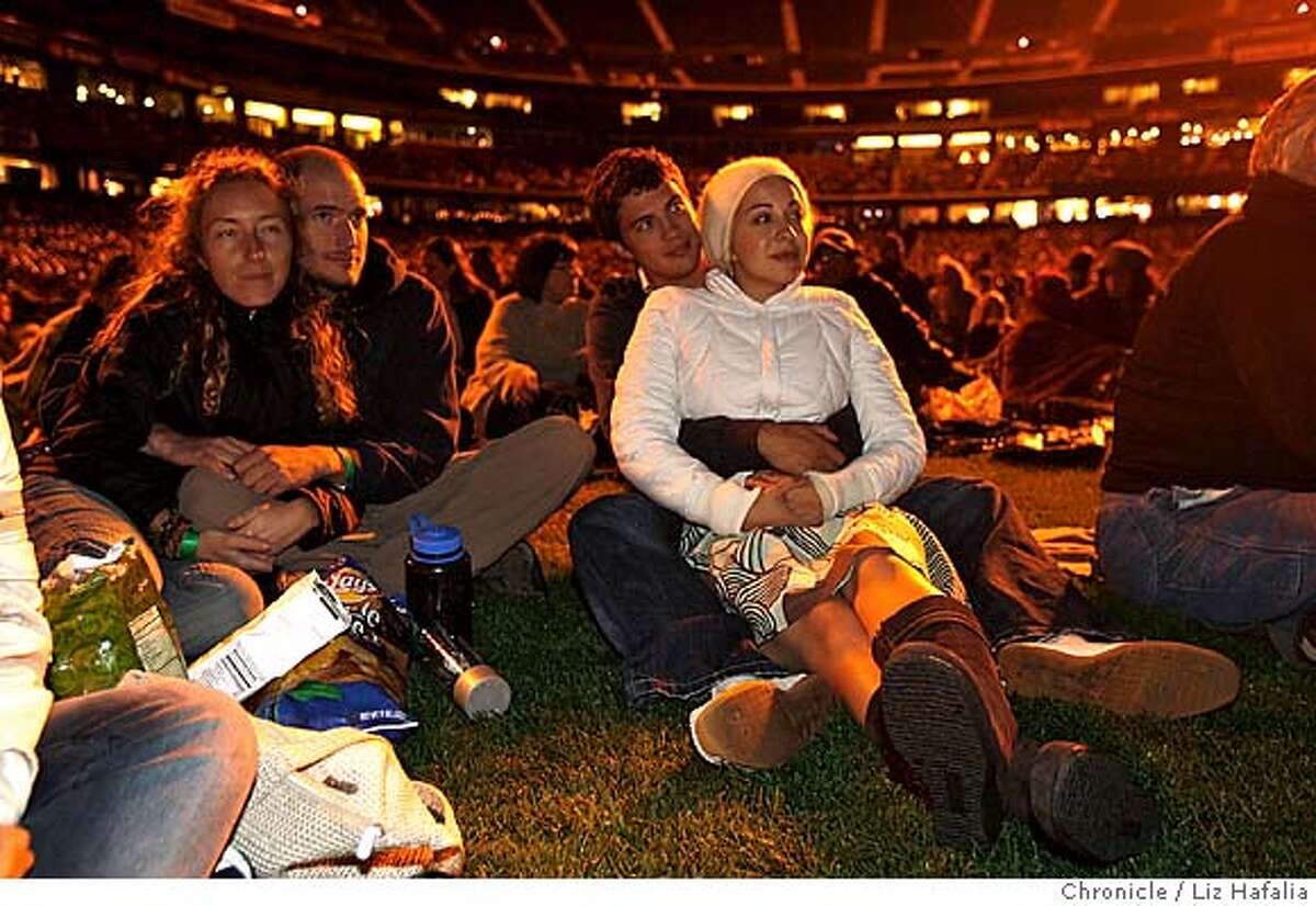 Left to right--Viviane Merces and Brian Fuller, and Bill Bellamy and Jenna Zarate, from San Francisco watching the opera. The San Francisco Opera offers a free simulcast of Samson and Delilah at ATT park. Liz Hafalia/The Chronicle/San Francisco/9/29/07 ** Viviane Merces, Brian Fuller, Bill Bellamy, Jenna Zarate cq