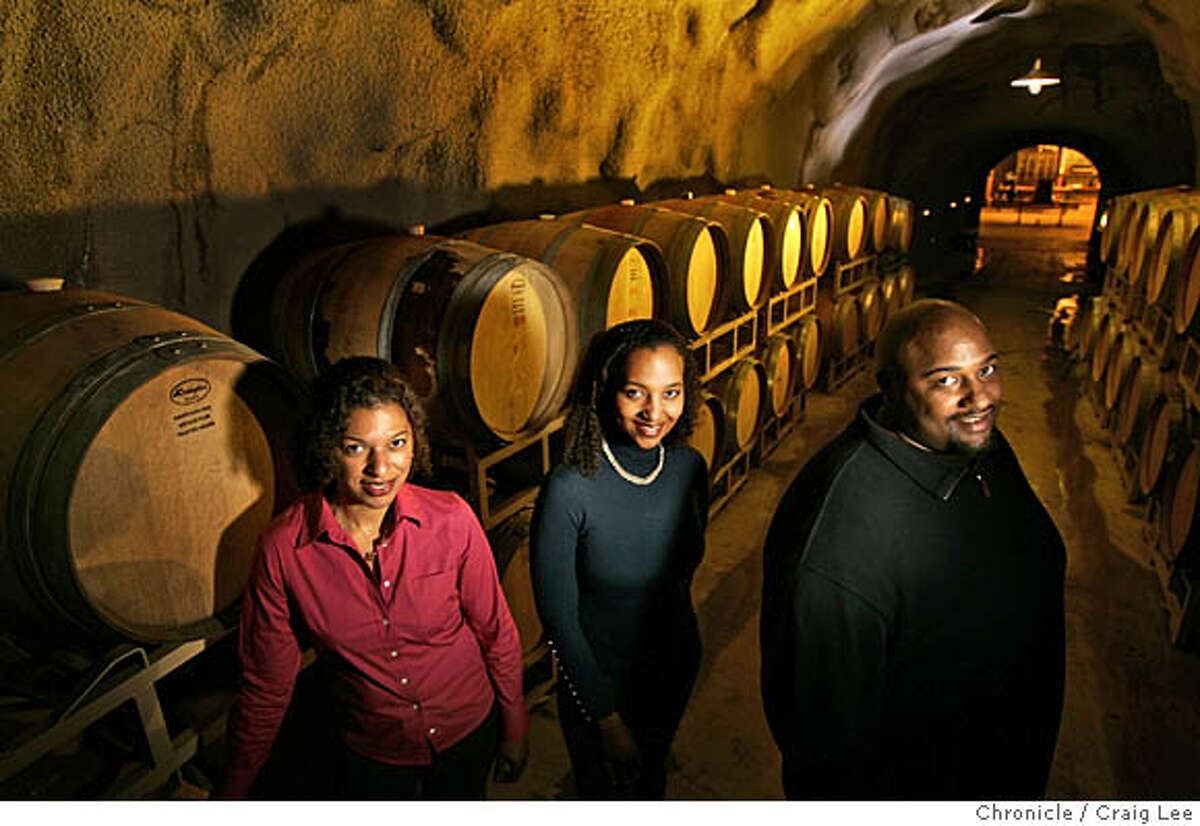 NAPAZIN09_346_cl.JPG Three young African Americans who run Brown Family Estate. They produce a great Napa Valley Zinfandel. Photo of the Browns, left-right: Celia Deneen Brown, Coral Brown, and David Brown, inside their wine cave. They are sisters and brother. Craig Lee / The Chronicle MANDATORY CREDIT FOR PHOTOG AND SF CHRONICLE/ -MAGS OUT