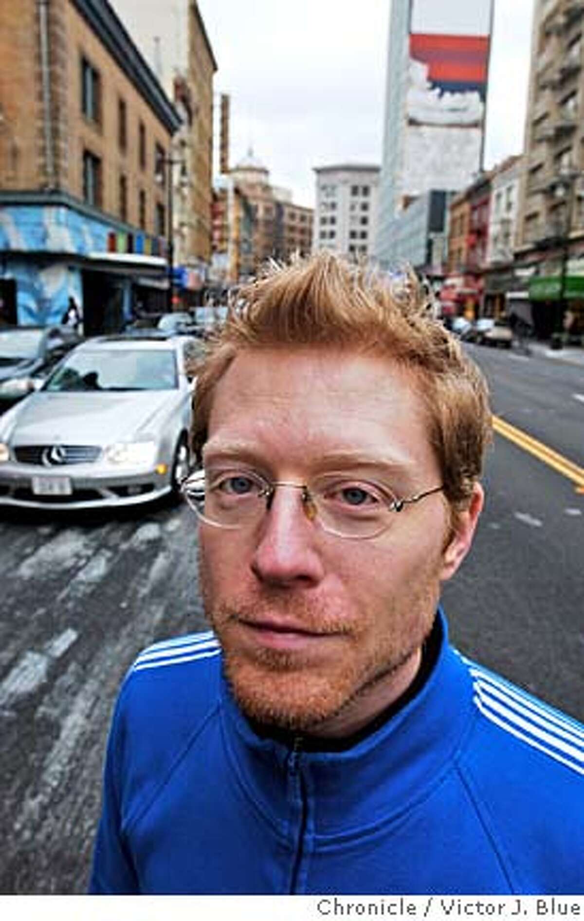Actor Anthony Rapp on Sixth St. in San Francisco CA Friday Feb. 17, 2006. Rapp came out of nowhere to work in a musical in development in 1996 that came to be called Rent. More recently he starred in the film version of the play, with many of the "New York" scenes filmed on Sixth St. in San Francisco. Rapp has written a memoir called Without You, which is about the very emotional creation of Rent as well as his coping with his mother's terminal cancer. Victor J. Blue / The Chronicle