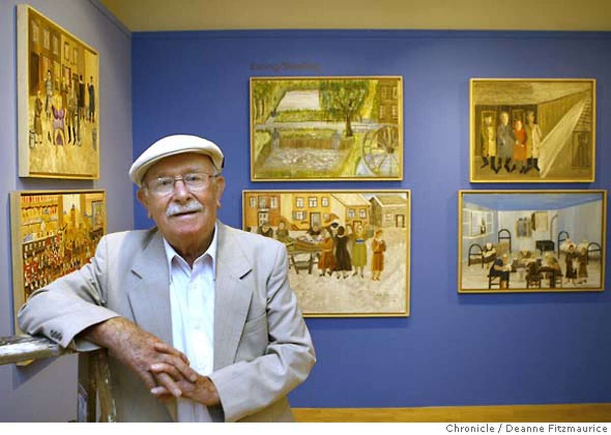 mayer14_007_df.jpg Mayer Kirshenblatt, 91, collaborated with his daughter, Barbara Kirshenblatt-Gimblett on a book and gallery show at Judah L. Magnes Museum of paintings he did of his earliest memories. Photographed in Berkeley on 9/7/07. Deanne Fitzmaurice / The Chronicle