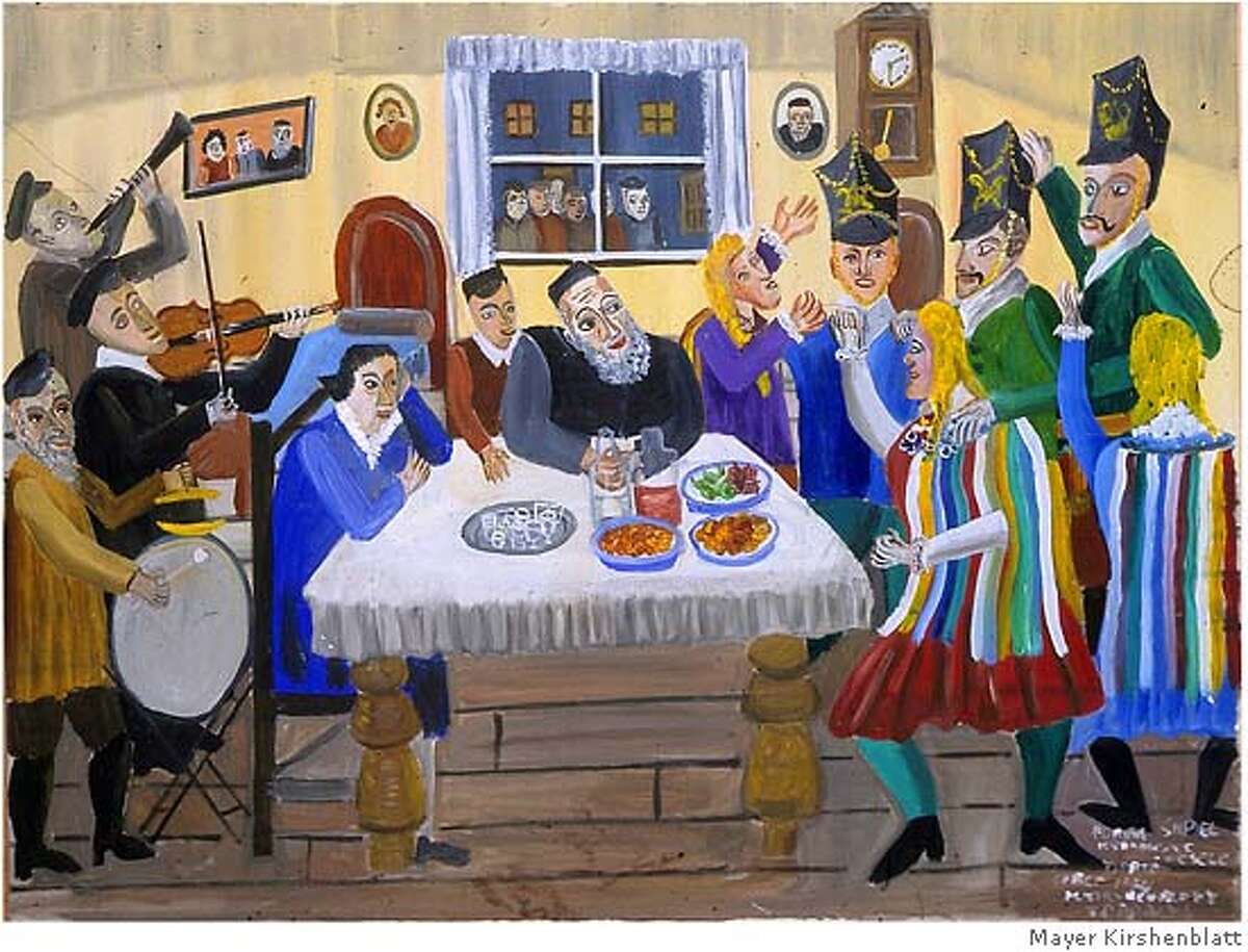 Mayer Kirshenblatt's "Purim Play: The Krak�w Wedding," circa 1994, acrylic on canvas. Mayer Kirshenblatt / Courtesy to The Chronicle