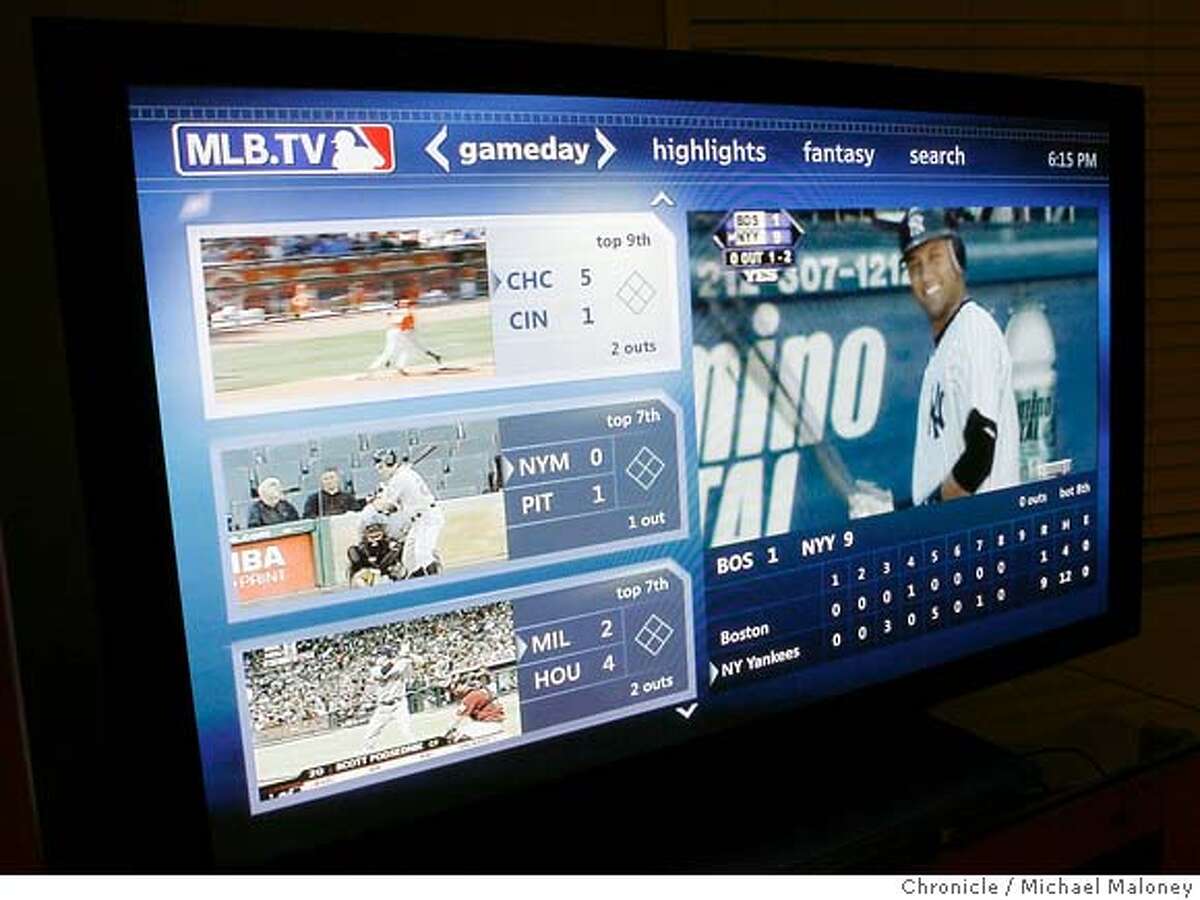 MICROSOFT30_001_MJM.jpg A closeup of a tv screen showing a baseball game telecast on the right image and 3 other telecast on the left, all interactive (controlled by the viewer). Set to rival Comcast's cable television services, AT&T plans to roll out IPTV, or television that comes into the living room through DSL. IPTV, called by some as the future of television, represents a new way of getting television and video into the home, as the Internet and television continues to merge. Microsoft is developing the software for IPTV in Mountain View, and demo it in their Microsoft Home, a replica of a future consumer living room. Event in Mountain View, CA Photo by Michael Maloney / The San Francisco Chronicle MANDATORY CREDIT FOR PHOTOG AND SF CHRONICLE/ -MAGS OUT