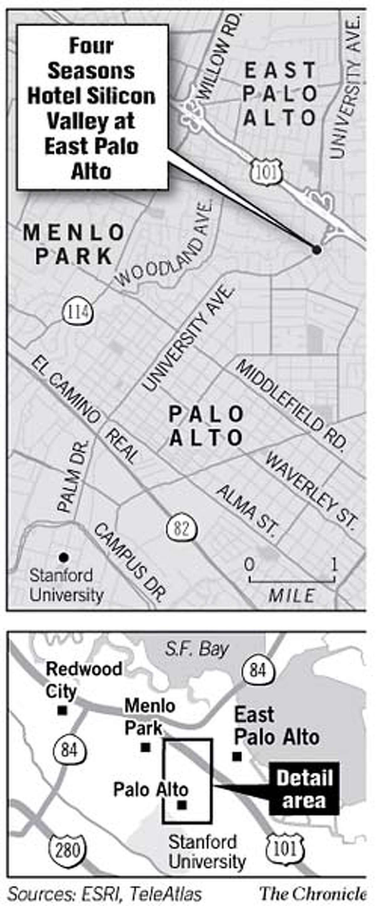 Four Seasons Hotel Silicon Valley at East Palo Alto. Chronicle Graphic