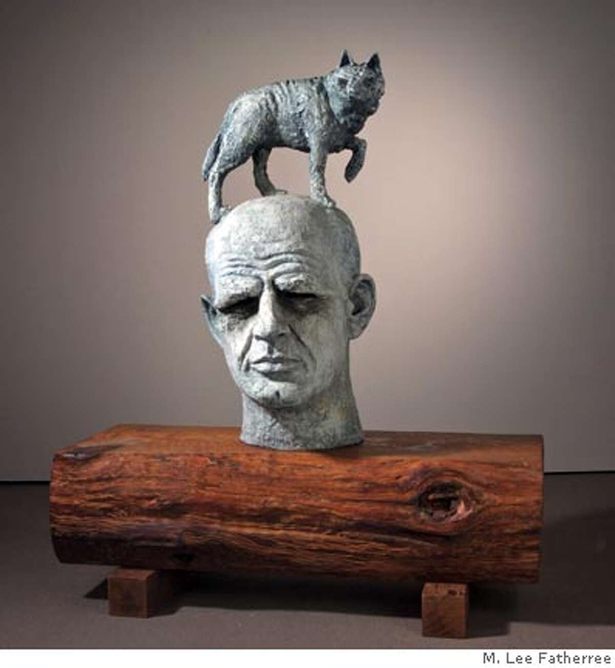 "Wolf Head" (1989). Bronze on wood base by Robert Arneson Courtesy of the Oakland Museum of California. Photo by M. Lee Fatherree. Ran on: 09-01-2007 Highlights of the Nash Collection include Peter Voulkos glazed stoneware piece Solano, left; the bronze and wood Wolf Head by Robert Arneson, center; and Raft of History, right, a mixed-media assemblage by Michael McMillen.