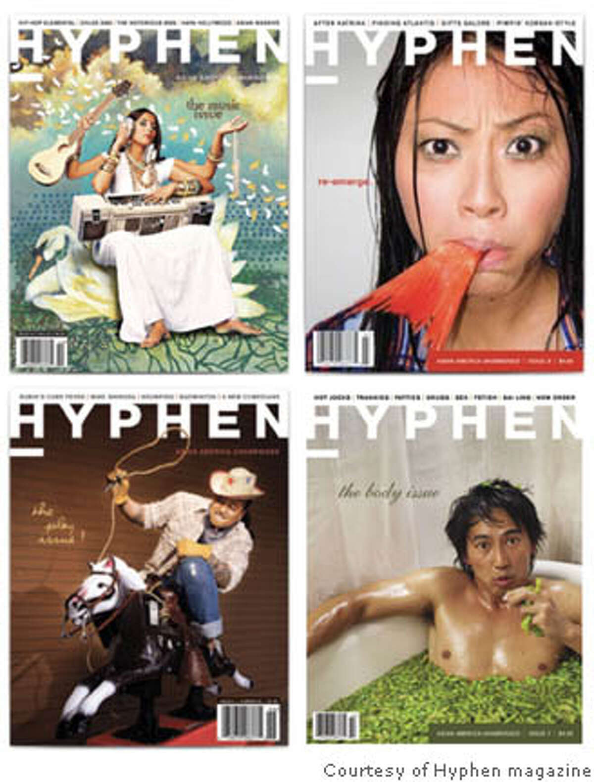 Judge a Book: Hyphen's covers tell you pretty much what to expect within -- witty, subversive, offbeat reflections on Asian America. I'll buy that. Photo courtesy of Hyphen magazine