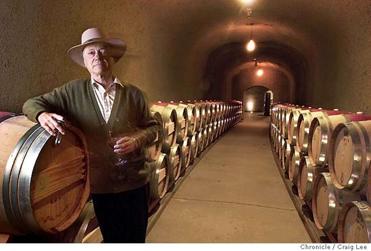 The new Quintessa wine cave in St. Helena. Photo of Quintessa owner, Augustin Huneeus Sr., in the wine cave. Event on 12/3/03 in St. Helena. CRAIG LEE / The Chronicle