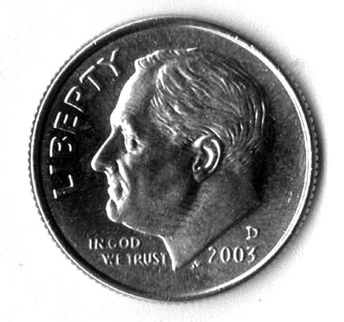 for DIME; this is a dime. ten cents. 1/10 of a dollar. FDR is on the dime.