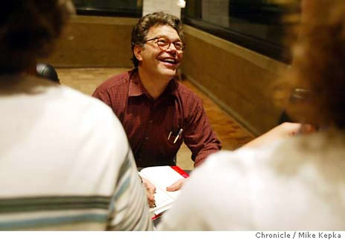 frankin210073_mk.jpg Al Franken signs books for dedicated fans after speaking to a packed house presented by Cal Performances at Zellerbach Hall Thursday night. 10/23/03 in Berkeley. MIKE KEPKA/The San Francisco Chronicle Al Franken
