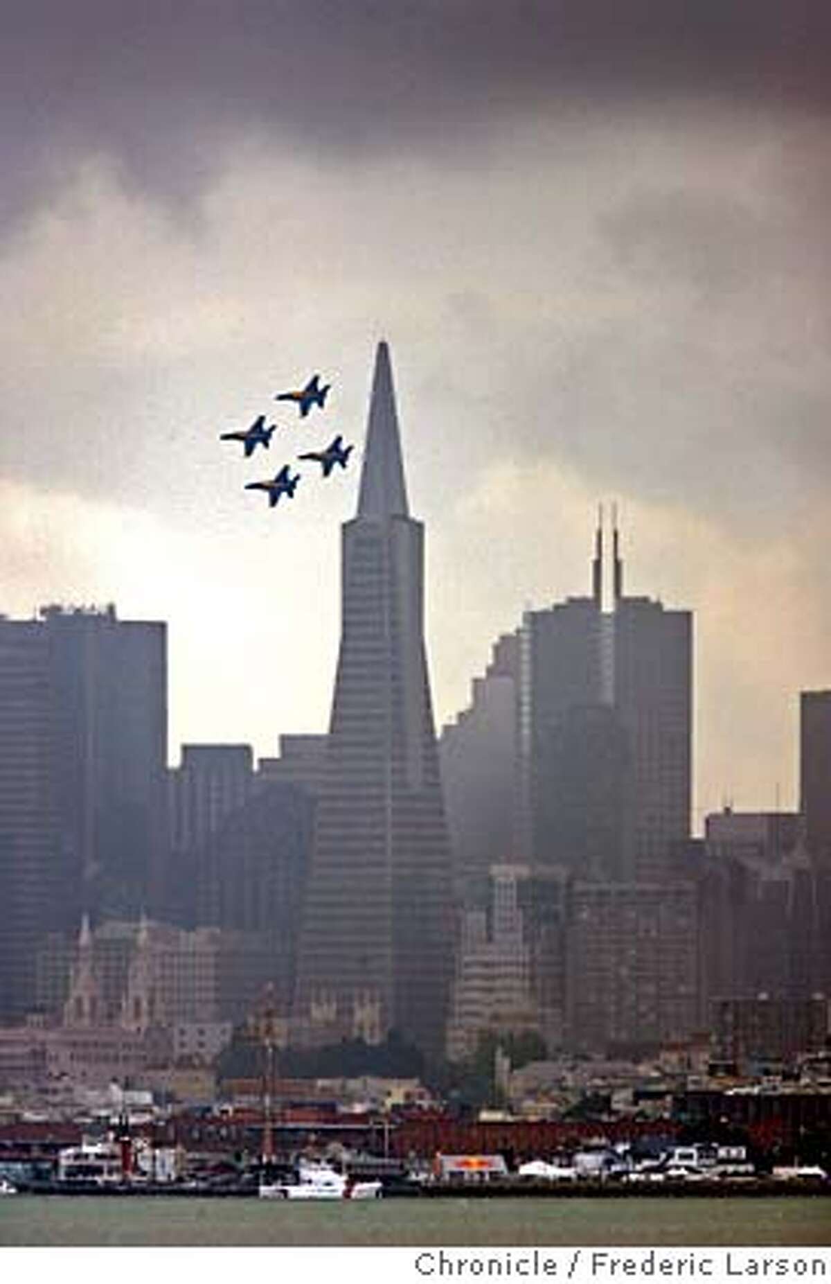 The Blue Angels fly over San Francisco, Thursday, Oct. 5, 2006, in preparation for fleet week and the 60th Anniversary of the US Navy Blue Angels. (AP Photo/San Francisco Chronicle, Fred Larson) ** NO SALES MAGS OUT MANDATORY CREDIT ** Ran on: 10-06-2006 The Blue Angels fly over San Francisco in preparation for Fleet Week and for the 60th anniversary of the U.S. Navys flight team. Ran on: 10-06-2006 The Blue Angels fly over San Francisco in preparation for Fleet Week and for the 60th anniversary of the U.S. Navys flight team. Ran on: 10-06-2006 The Blue Angels fly over San Francisco in preparation for Fleet Week and for the 60th anniversary of the U.S. Navys flight team. Ran on: 10-06-2006 The Blue Angels fly over San Francisco in preparation for Fleet Week and for the 60th anniversary of the U.S. Navys flight team. NO SALES MAGS OUT MANDATORY CREDIT
