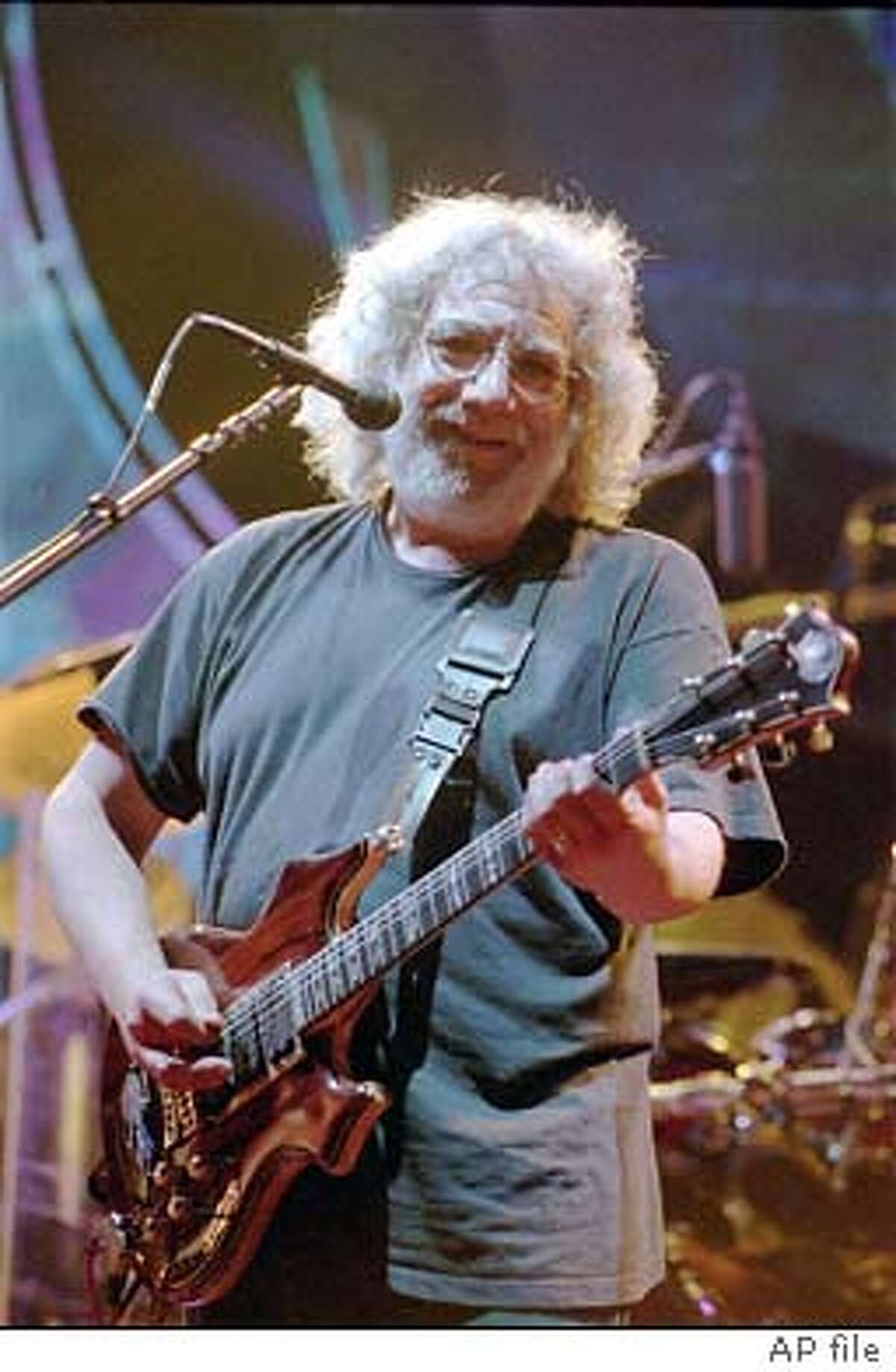 Jerry Garcia performs with the Grateful Dead at the Palace of Auburn Hills, Mich., on Sunday, July 31, 1994. Garcia's 52nd birthday is Monday, Aug. 1. (AP Photo/Jeff Kowalsky)