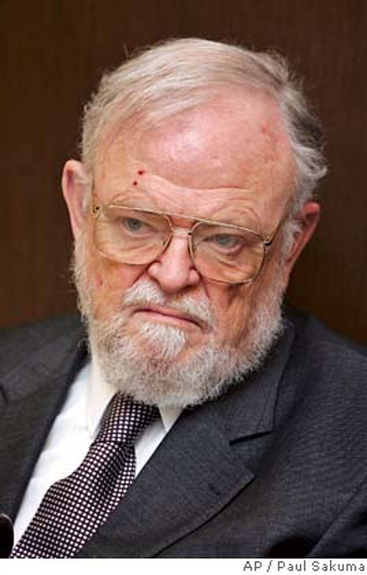 William Ayres, a noted child psychiatrist, waits outside a San Mateo County Superior Court in Redwood City, Calif., Friday, April 27, 2007, before pleading not guilty to charges he molested seven boys in his care. Ayres, 75, appeared briefly as a prosecutor added three additional counts to the indictment involving two new alleged victims. Ayres now faces 21 counts of lewd and lascivious behavior. Five of the boys were between 9 and 12 when the alleged abuse took place. (AP Photo/Paul Sakuma) Ran on: 04-28-2007 Dr. William Ayres faces accusations of molesting two more of his former patients. Ran on: 04-28-2007 Dr. William Ayres faces accusations of molesting two more of his former patients.