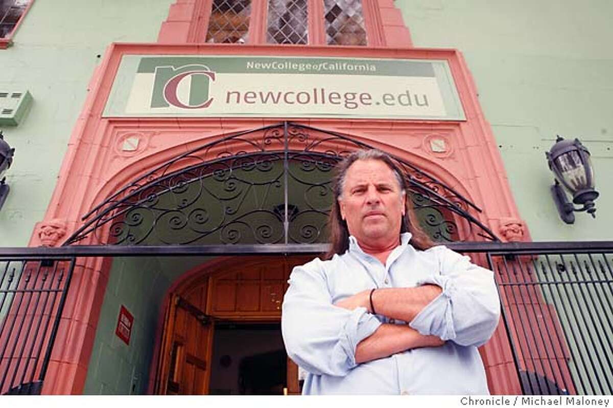 The New College of California's president Martin Hamilton stands in front of the main entryway to the college. The New College of California, San Francisco�s liberal arts college that promotes itself as committed to education in support of a just, sacred, and sustainable world has been placed on probation for grave academic violations. Without serious change, the college will lose its accreditation this fall. Photo taken on 7/25/07 in San Francisco, CA Photo by Michael Maloney / San Francisco Chronicle ***Martin Hamilton Ran on: 07-31-2007 President Martin Hamilton: Its not like we are perfect, but many things were taken out of context. Ran on: 07-31-2007 President Martin Hamilton: Its not like we are perfect, but many things were taken out of context. MANDATORY CREDIT FOR PHOTOG AND SF CHRONICLE/NO SALES-MAGS OUT