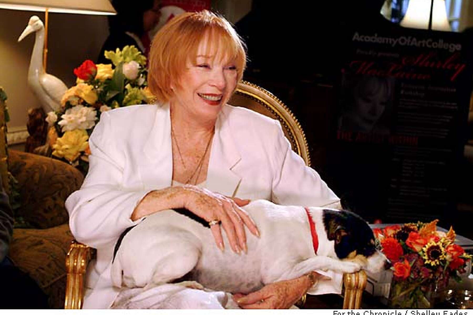 Sex, chakras and terriers -- That must be Shirley MacLaine, bringing her  brand of spiritualism (and her pooch, Terry) to a San Francisco workshop  for artists