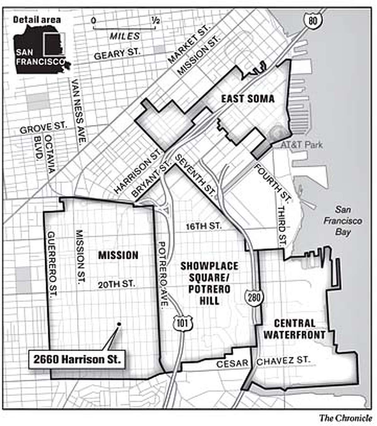 San Francisco's east side. Chronicle Graphic