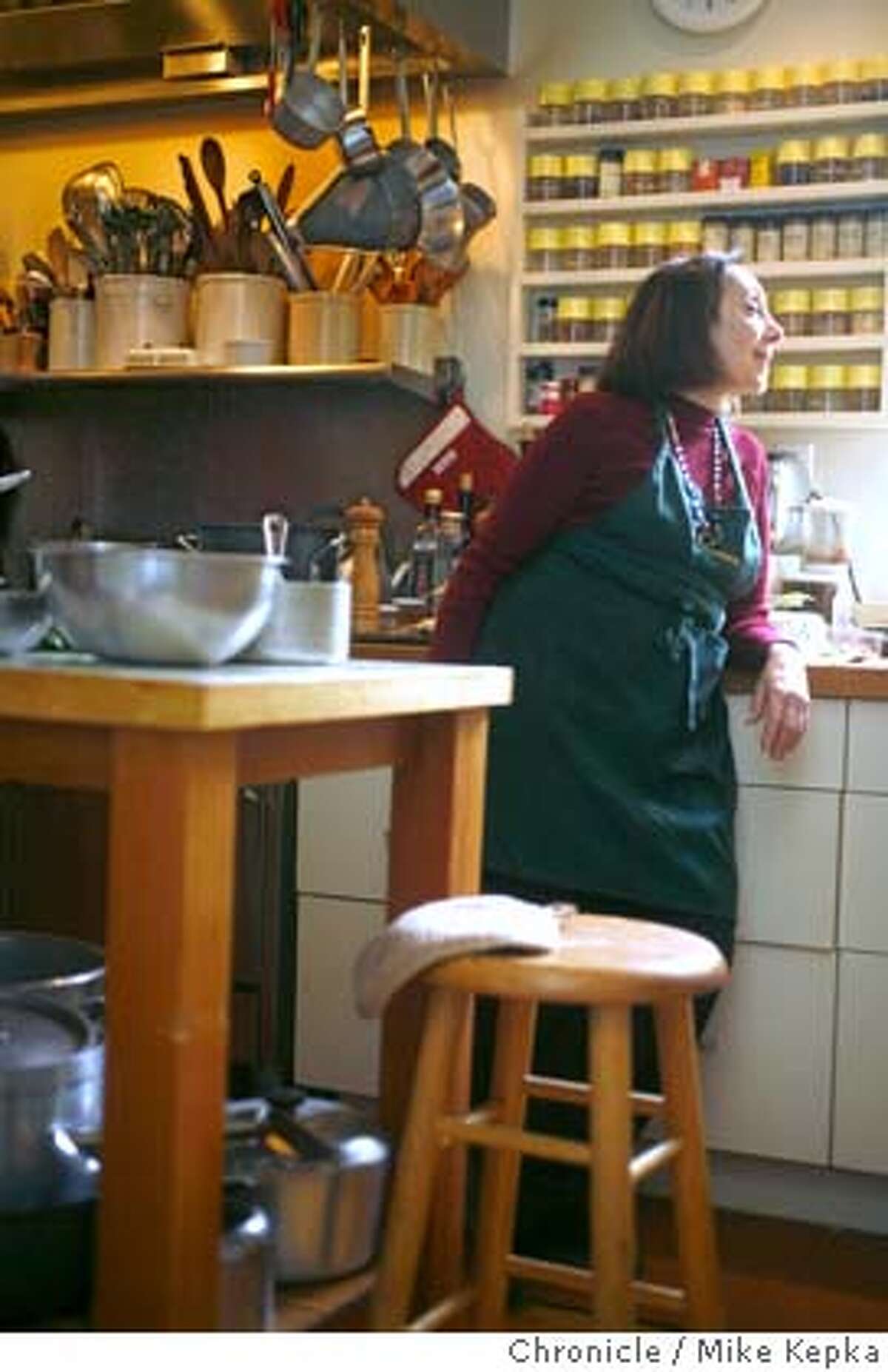 � womenchefs_goldstein00244.JPG Joyce Goldstein often can be found testing recipes in her San Francisco home. 5/9/07. Mike Kepka / The Chronicle Joyce Goldstein (cq) MANDATORY CREDIT FOR PHOTOG AND SF CHRONICLE/NO SALES-MAGS OUT